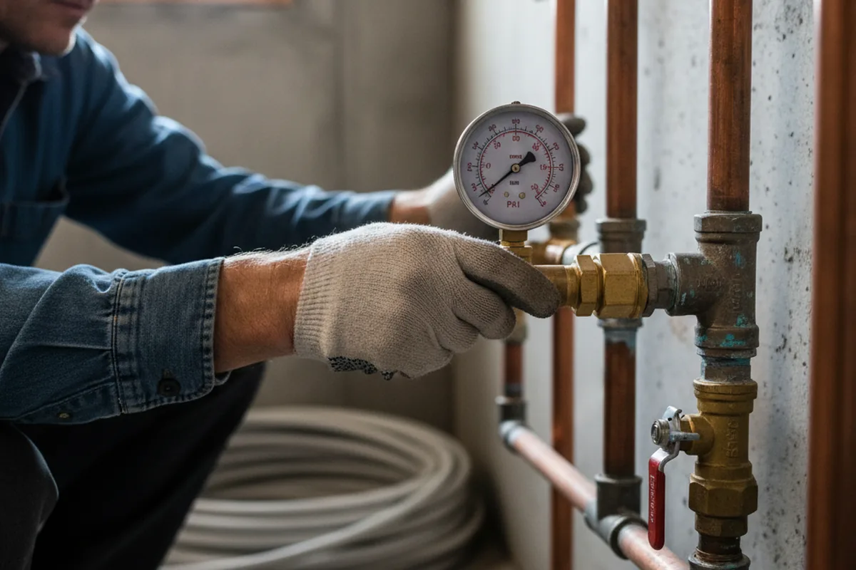 Pressure testing a repaired line during Water Line Repair in Litchfield